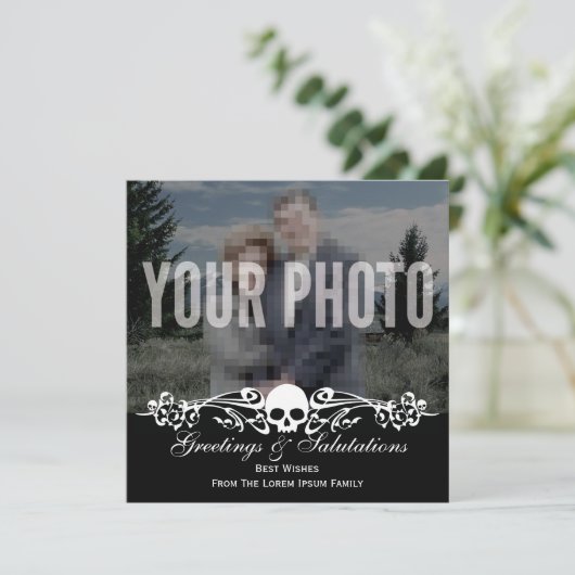 Skull Custom Photo Gothic Black Kaart (Staand voorkant)