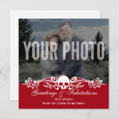 Skull Custom Photo Holiday Red Feestdagenkaart (Voorkant / Achterkant)