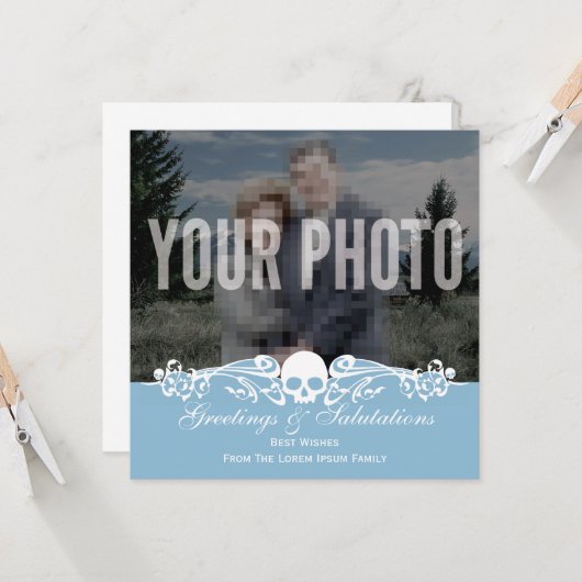 Skull Custom Photo Winter Blue Kaart (Voorkant / Achterkant in situ)