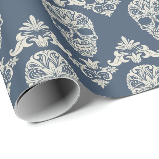 Skull Damask Cadeaupapier (Rol Hoek)