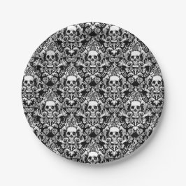 Skull Damask Dinner Plate Papieren Bordje