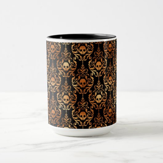 Skull Damask Halloween Mok (Midden)