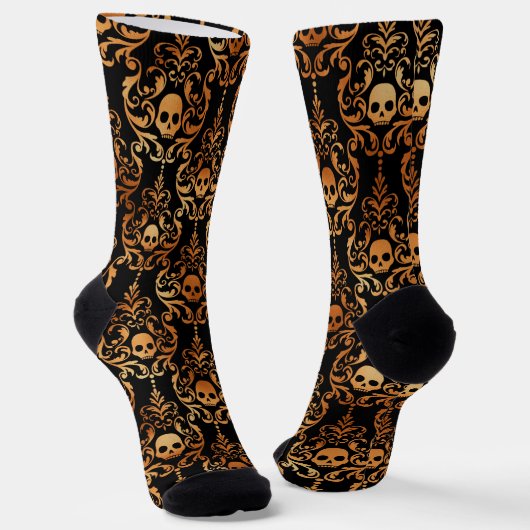Skull Damask Halloween Sokken (Gebogen)