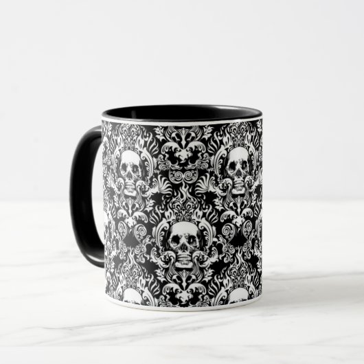 Skull Damask Mok (Voorkant links)