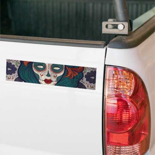 Skull-dames Bumpersticker (Op Truck)
