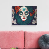 Skull-dames Canvas Afdruk (Insitu (Woonkamer))