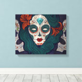 Skull-dames Canvas Afdruk (Insitu (Houten vloer))