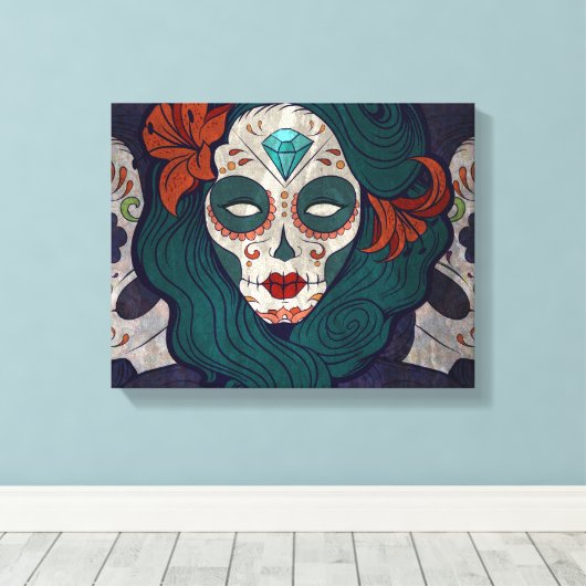 Skull-dames Canvas Afdruk (Insitu (Houten vloer))