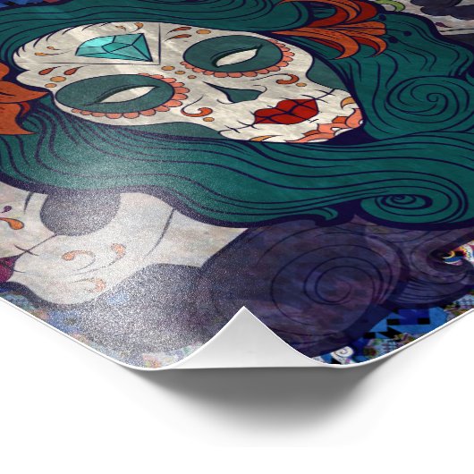 Skull-dames Foto Afdruk (Hoek)