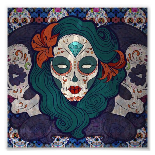 Skull-dames Foto Afdruk (Voorkant)