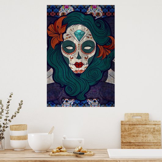 Skull-dames Poster (Keuken)