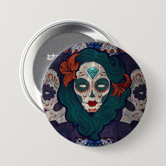 Skull-dames Ronde Button 7,6 Cm (Voorkant /achterkant)