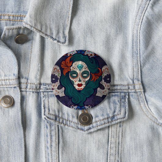 Skull-dames Ronde Button 7,6 Cm (In situ)