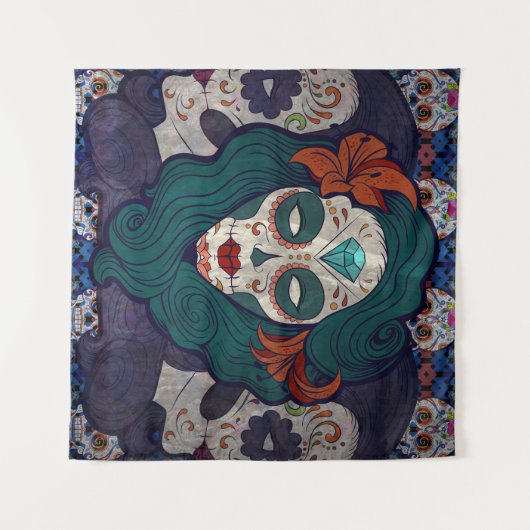 Skull-dames Wandkleed (Voorkant (horizontaal))