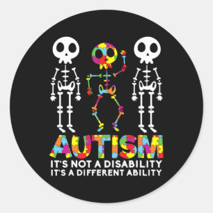 Skull Dance Autism Awareness T-shirt Mam Pap Kinde Ronde Sticker