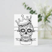 Skull Day of the Dead Tattoo Crown Sugar Skull Briefkaart (Staand voorkant)