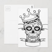 Skull Day of the Dead Tattoo Crown Sugar Skull Briefkaart (Voorkant / Achterkant)