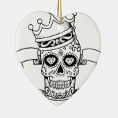 Skull Day of the Dead Tattoo Crown Sugar Skull Keramisch Ornament (Rechts)