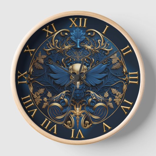 #Skull  decoratieve kunst met blauw en goud (Voorkant)