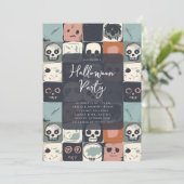 Skull Design Halloween-feest Kaart (Staand voorkant)