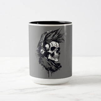 Skull designe punk Triageshop designe Tweekleurige Koffiemok