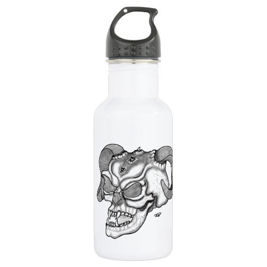 Skull Devil head Black and white Design Waterfles (Voorkant)
