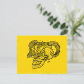 Skull Devil head Black and Yellow Design Briefkaart (Staand voorkant)