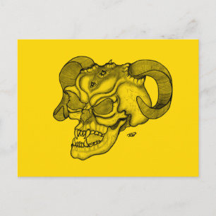 Skull Devil head Black and Yellow Design Briefkaart