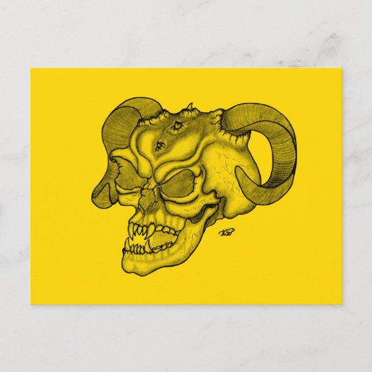 Skull Devil head Black and Yellow Design Briefkaart (Voorkant)