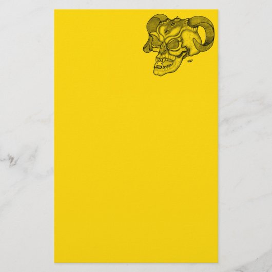 Skull Devil head Black and Yellow Design Briefpapier (Voorkant)