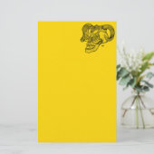 Skull Devil head Black and Yellow Design Briefpapier (Staand voorkant)