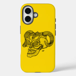 Skull Devil head Black and Yellow Design iPhone 16 Hoesje