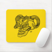 Skull Devil head Black and Yellow Design Muismat (Met muis)