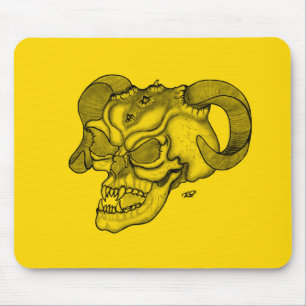 Skull Devil head Black and Yellow Design Muismat
