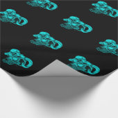 Skull Devil Head Black en Green Design Cadeaupapier (Hoek)