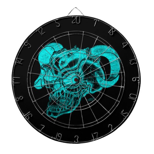 Skull Devil Head Black en Green Design Dartbord (Voorkant)