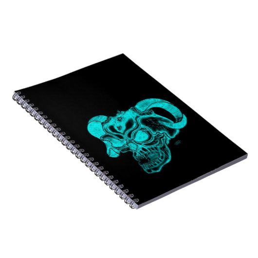 Skull Devil Head Black en Green Design Notitieboek (Rechterzijde)