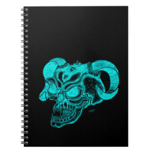 Skull Devil Head Black en Green Design Notitieboek