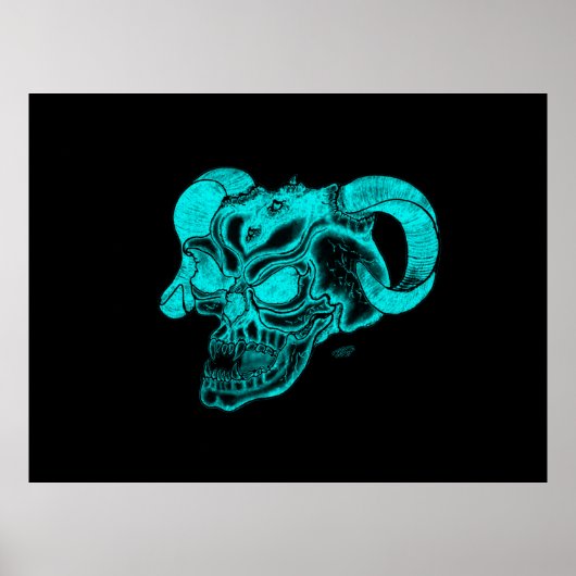 Skull Devil Head Black en Green Design Poster (Voorkant)