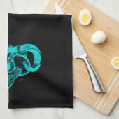 Skull Devil Head Black en Green Design Theedoek (Quarter Fold)