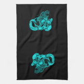 Skull Devil Head Black en Green Design Theedoek (Verticaal)