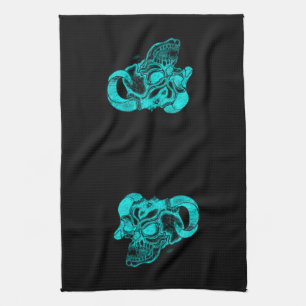 Skull Devil Head Black en Green Design Theedoek