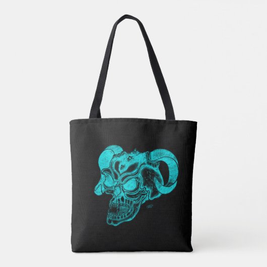 Skull Devil Head Black en Green Design Tote Bag (Achterkant)