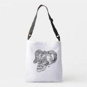 Skull Devil Head Black en White Design Crossbody Tas (Achterkant)
