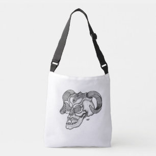 Skull Devil Head Black en White Design Crossbody Tas