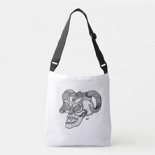 Skull Devil Head Black en White Design Crossbody Tas (Voorkant)