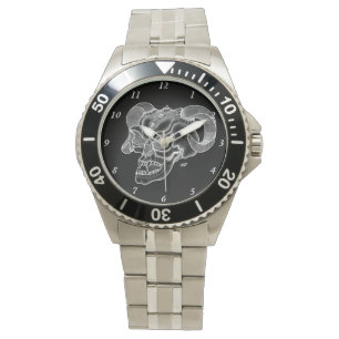 Skull Devil Head Black en White Design Horloge