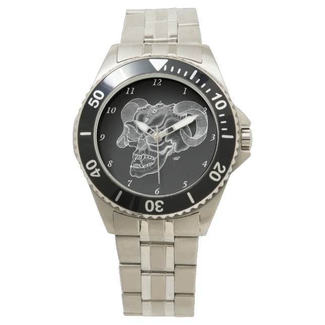 Skull Devil Head Black en White Design Horloge (Voorkant)