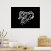 Skull Devil Head Black en White Design Poster (Keuken)