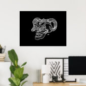 Skull Devil Head Black en White Design Poster (Thuiskantoor)